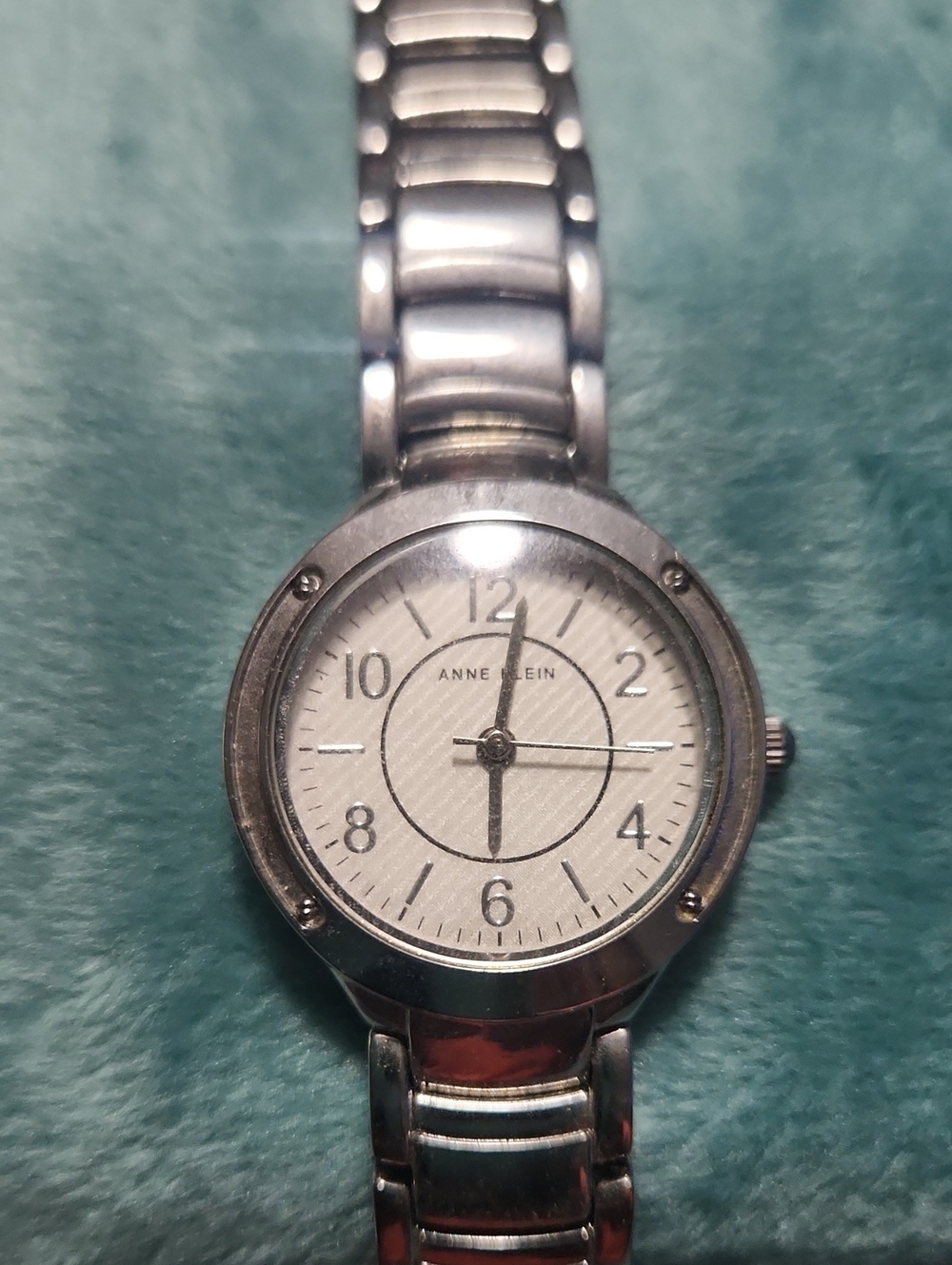 Anne Klein Silver and White Round Dial Stainless Bracelet Watch